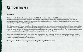Torrent telah memutuskan untuk keluar dari Halo Championship Series